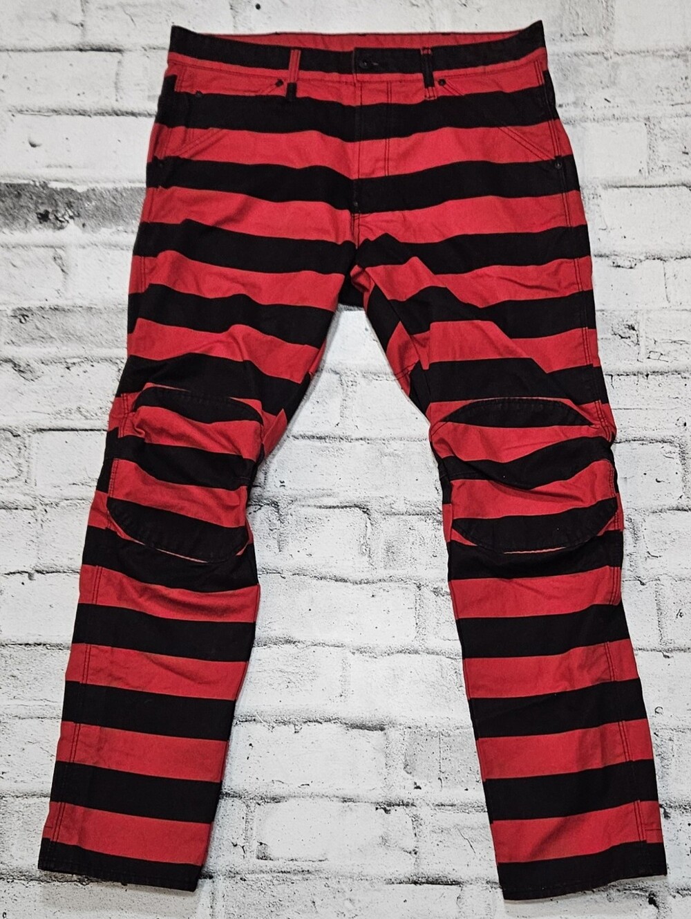 G Star RAW 5622 3D Tapered Red Black Striped Jeans W32 L30